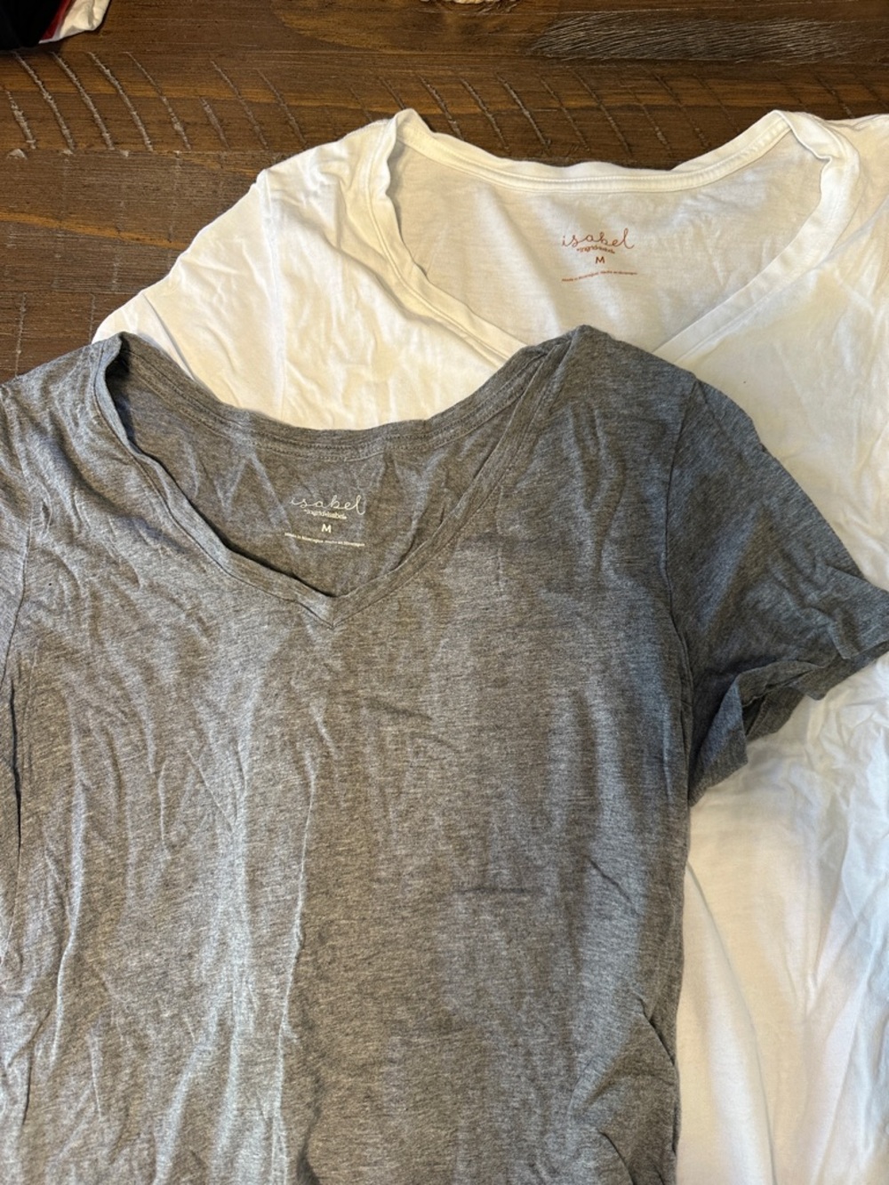 Isabel Maternity by Ingrid & Isabel Gray and White Short Sleeve Tees